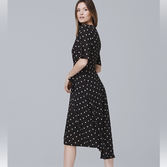 Polka Dot Wrap High-Low Dress w detachable inner Slip Dress - WHBM - Picture 2 of 4